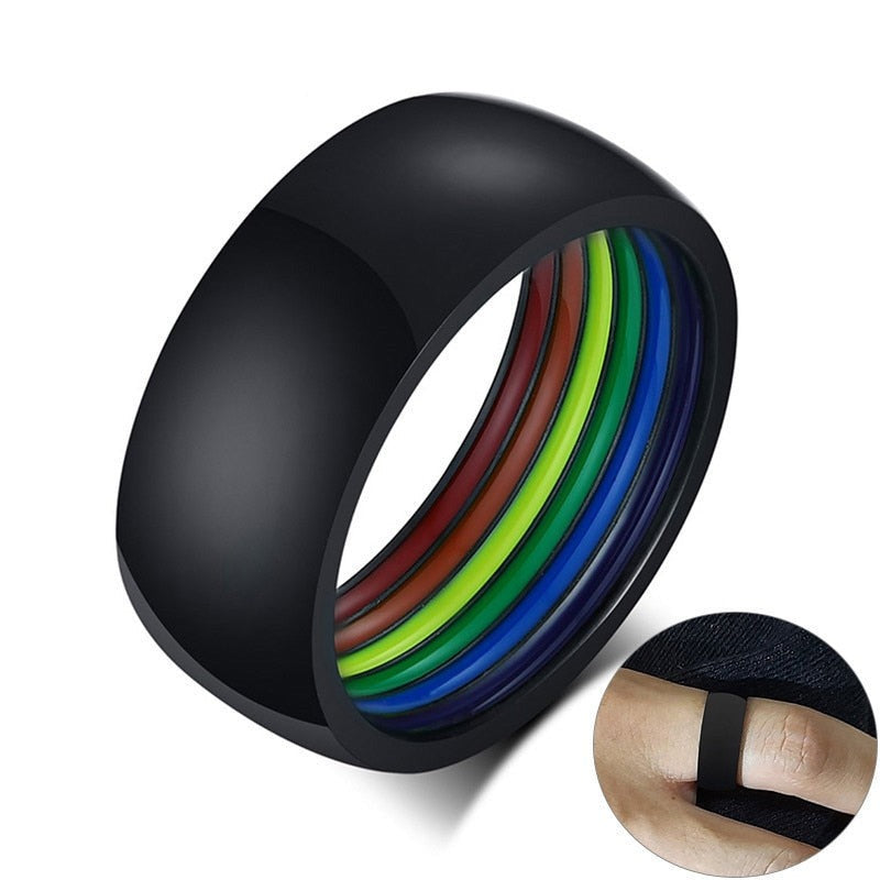 Pride Ring with Embedded Rainbow