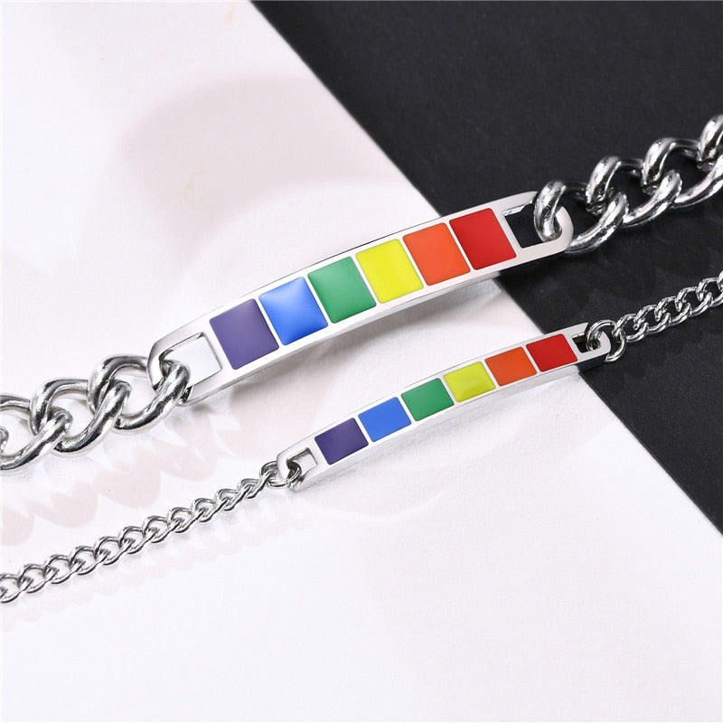 Gay Flag Rainbow Razor Blade Pendant - Lgbt Gay and Lesbian Pride Necklace